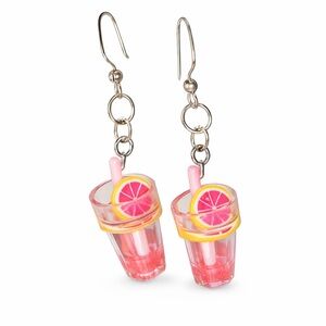 Lemonade Drink Earrings Funky Fruit Dangle Drop Earrings‎ Novelty Jewelry